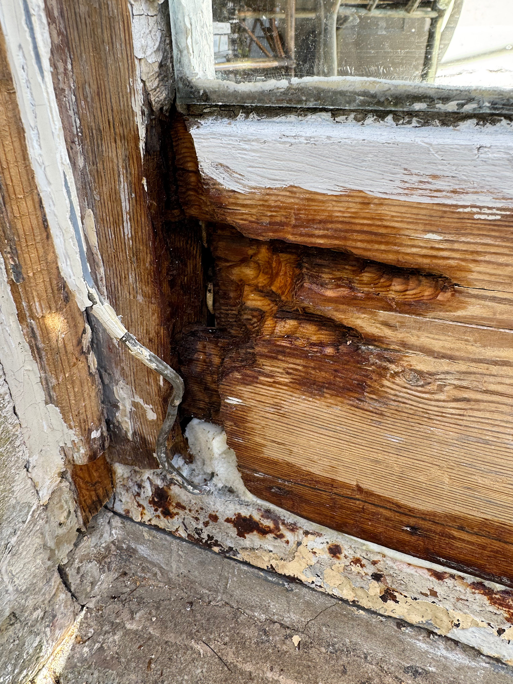 after removal of rotten wood and priming with Dry Fix.
