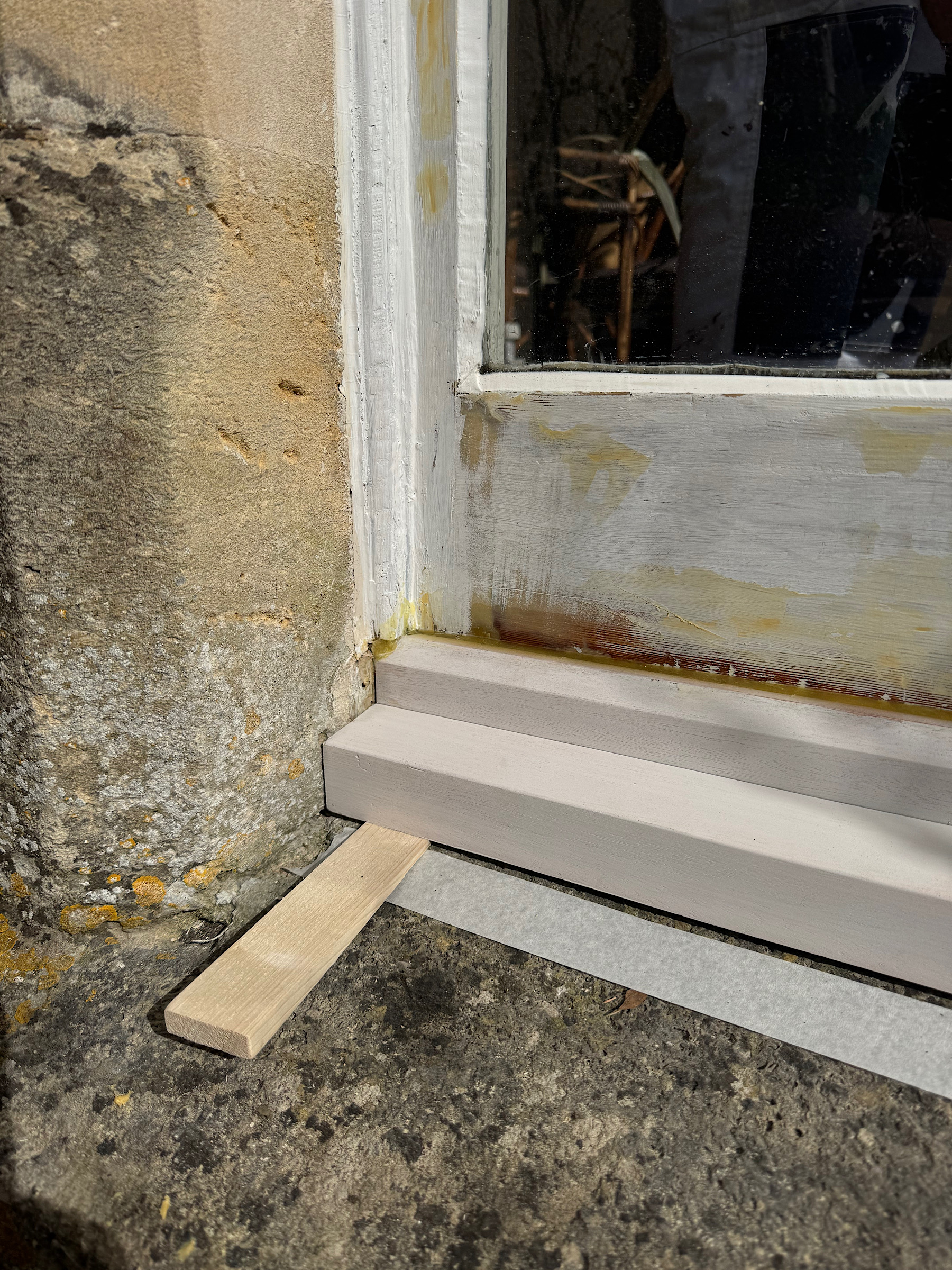 Fitting of new sills and further preparation and filling with Super Finish.